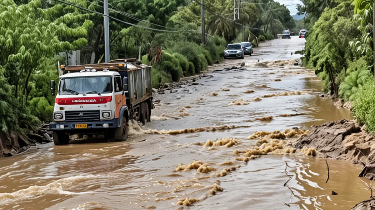 Un temporal intensivo azotó a Santa Rosa de Calamuchita, provocando inundaciones que cubrieron las calles y arrastraron varios vehículos.. Foto: Redacción InfoArticulos