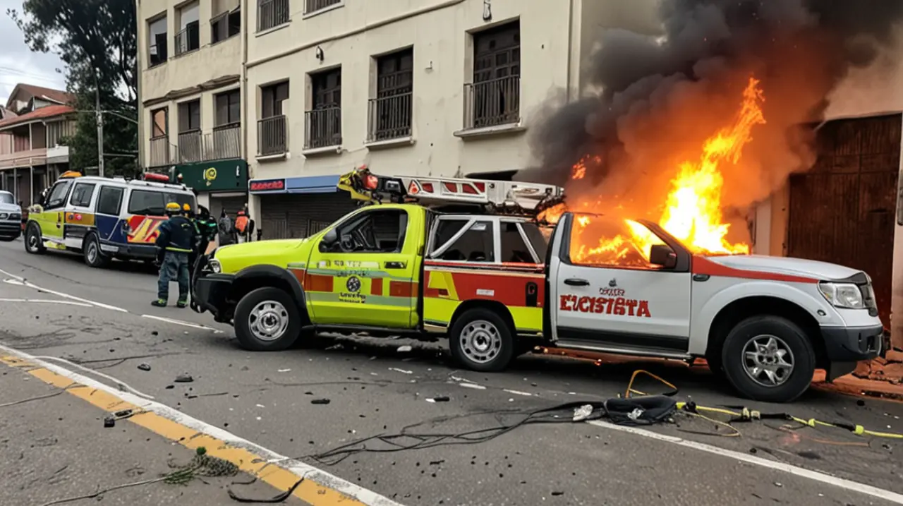 En San Cristóbal, se investiga un incidente de incendio intencional que afectó a tres vehículos aparcados.. Foto: Redacción InfoArticulos