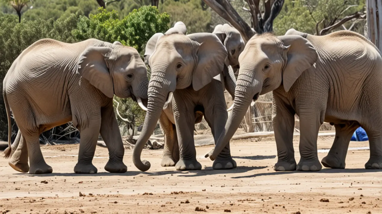 En un gesto de solidaridad, los elefantes del zoológico de San Diego se reunieron en torno a las crías para brindarles protección durante el terremoto.. Foto: Redacción InfoArticulos