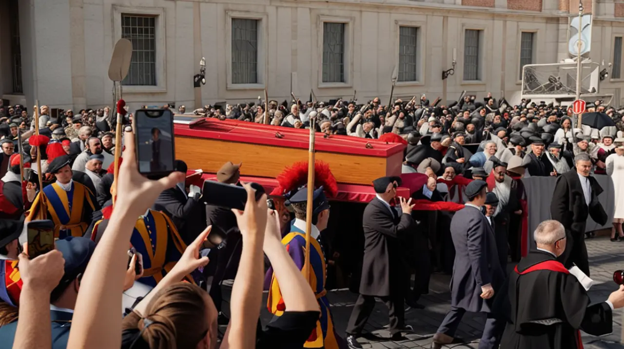 La imagen del Papa Francisco se lleva en una solemne ceremonia a la Basílica de San Pedro.. Foto: Redacción InfoArticulos