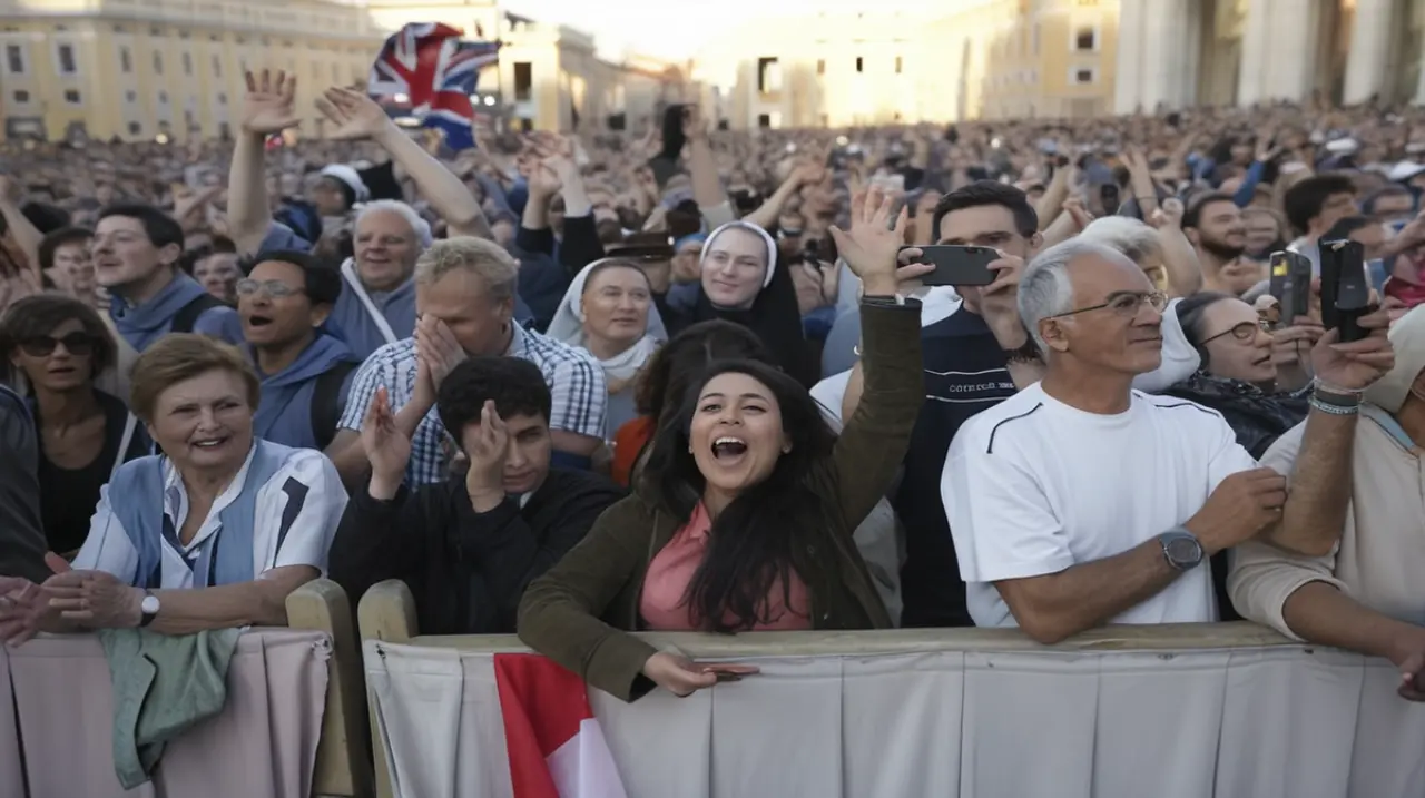 La plaza de San Pedro se llena de emoción con la elección del Papa León XIV, muchos creen que será un líder inspirador como el Papa Francisco.. Foto: Redacción InfoArticulos
