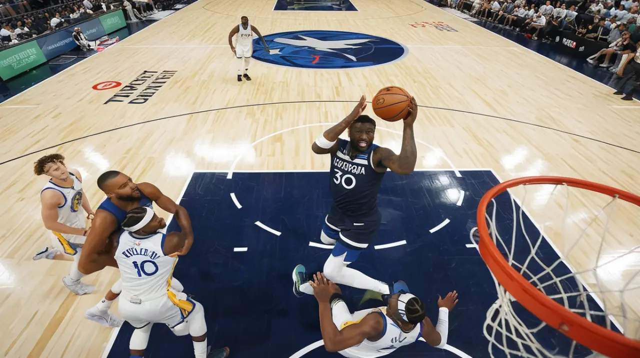 Los Timberwolves dominaron con un marcador de 117-93 a los Warriors, quienes jugaron sin el jugador clave Stephen Curry y lograron empatar la serie.. Foto: Redacción InfoArticulos