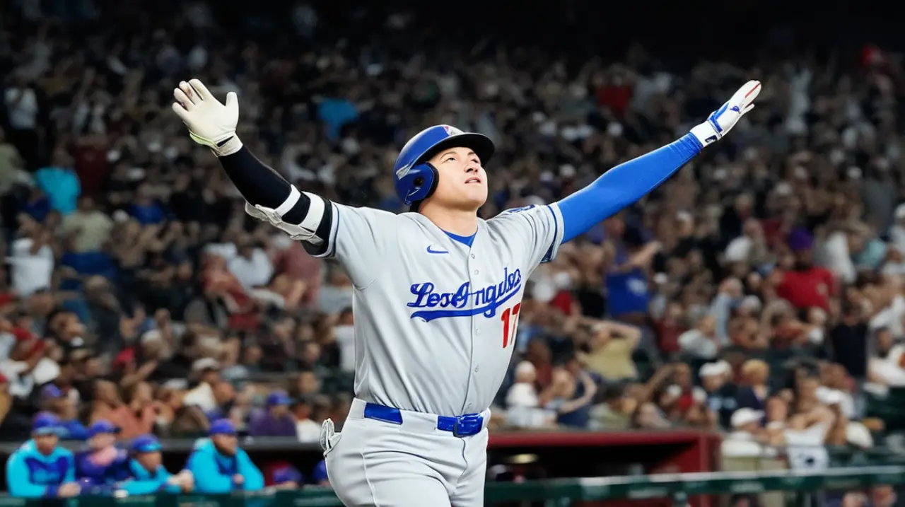 El japonés Ohtani anotó un jonrón de tres carreras en la novena entrada, lo que permitió a los Dodgers recuperarse y finalmente imponerse por 14-11 sobre los Diamondbacks.. Foto: Redacción InfoAr