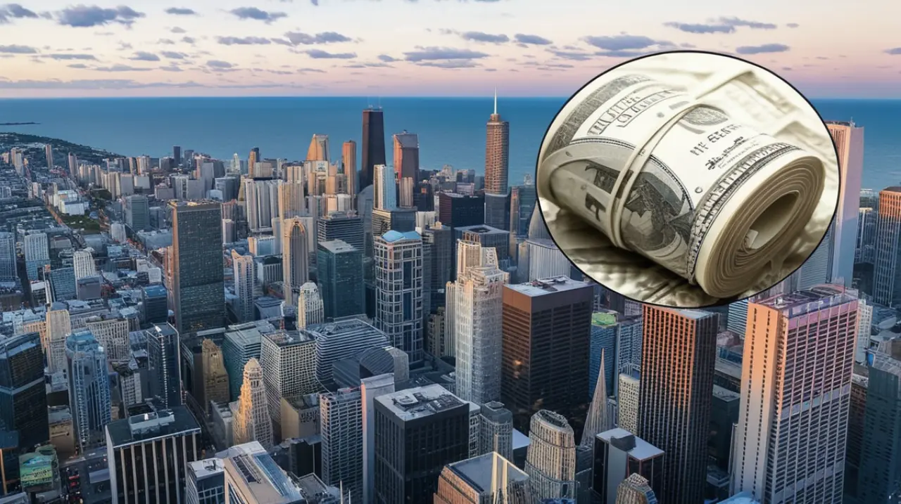 Un incidente en Chicago causó que una puerta de un vehículo blindado se abriera de repente, dejando caer bolsas conteniendo $300.000 en efectivo.. Foto: Redacción InfoArticulos