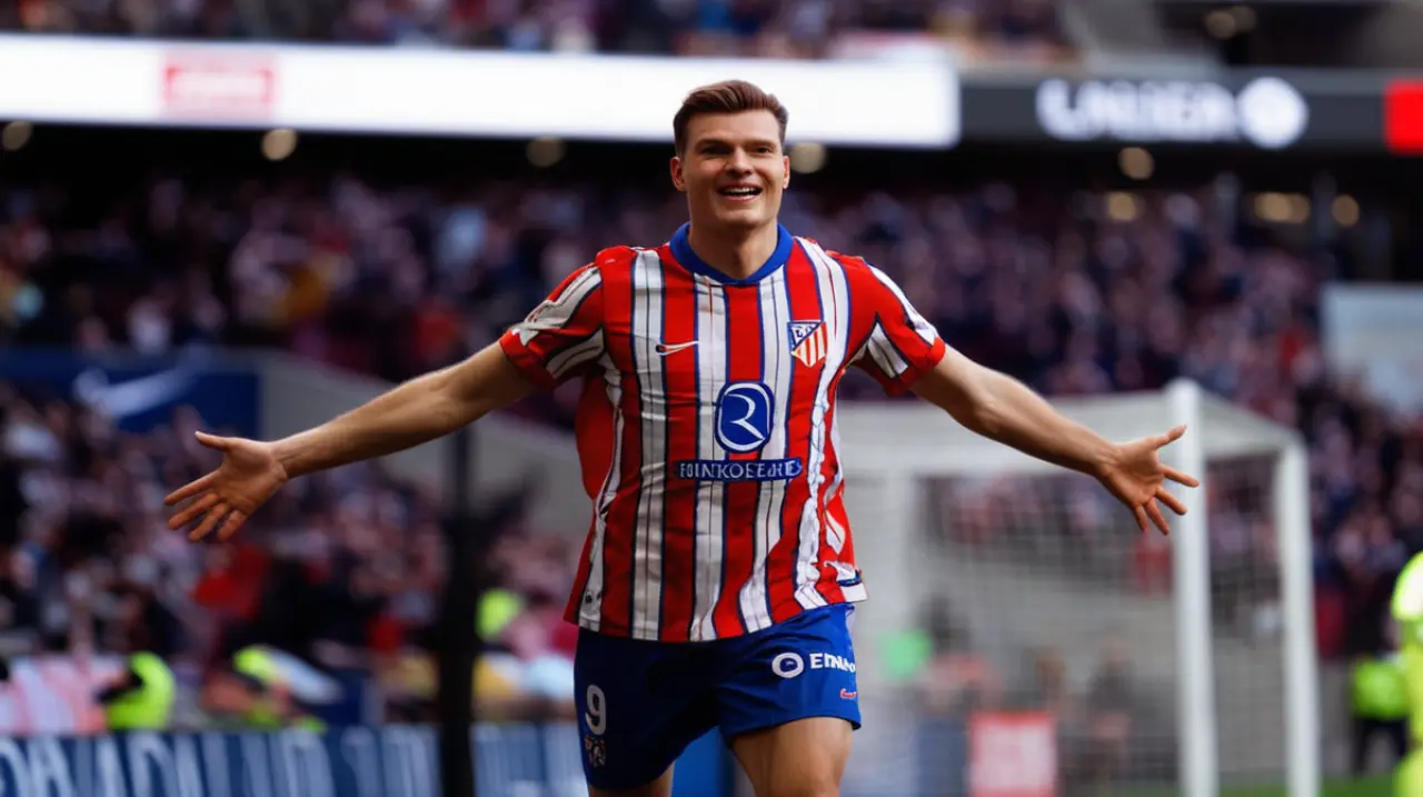 El noruego Alexander Sorloth se convirtió en la sorpresa del fútbol español al marcar cuatro goles en apenas 23 minutos con el equipo de Atlético de Madrid, reemplazando a Julián Álvarez.. Foto: