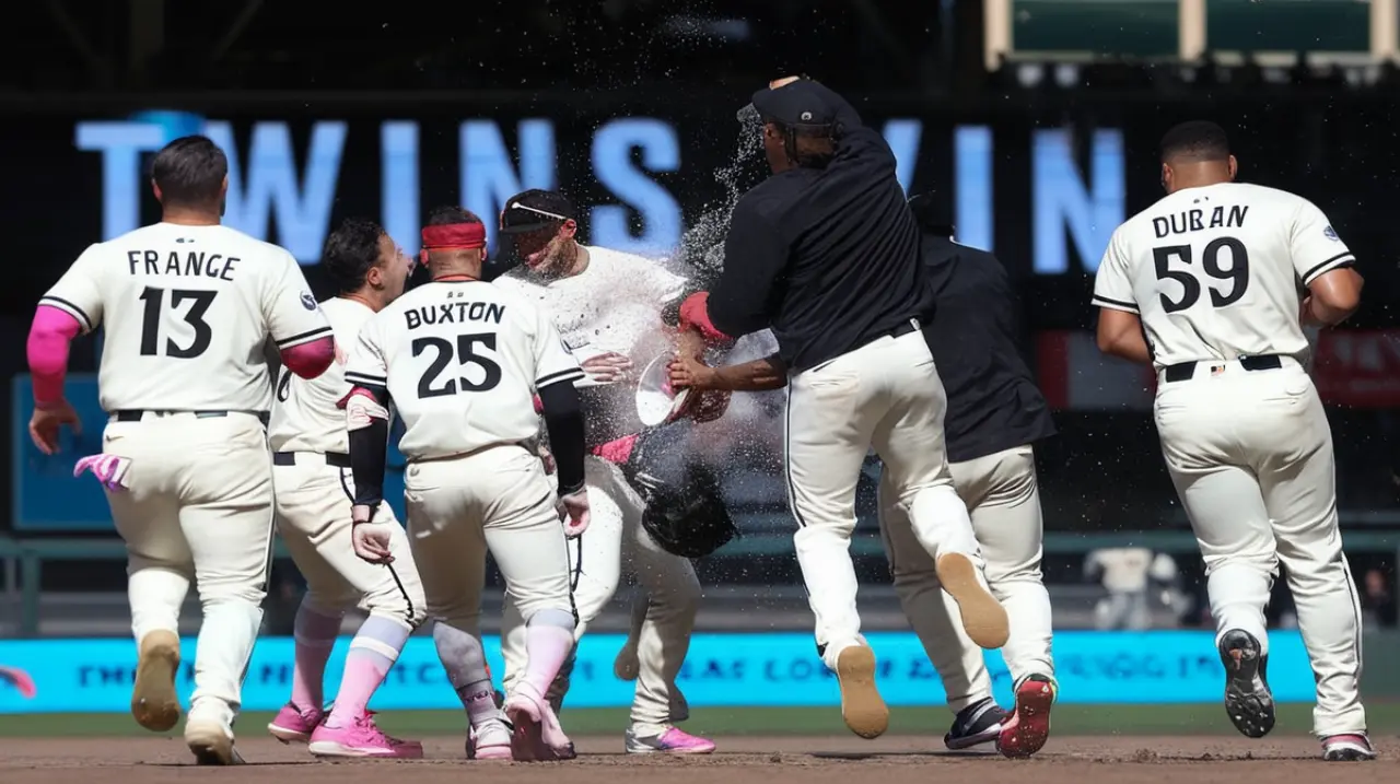 Los Mellizos logran su octava victoria consecutiva al superar a los Gigantes con un marcador de 7-6 en partidos adicionales.. Foto: Redacción InfoArticulos