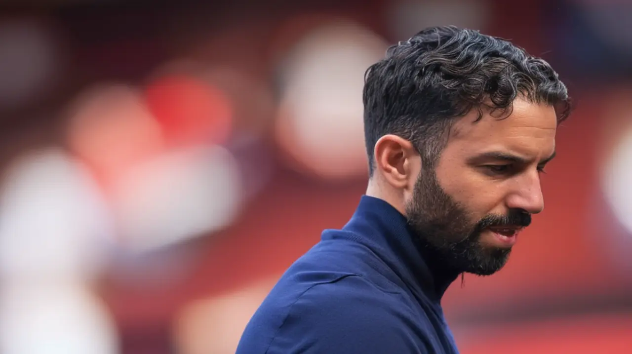 El técnico Ruben Amorim se muestra avergonzado por los resultados recientes en el Manchester United, generando incertidumbre sobre su continuidad al frente de la banca del equipo.. Foto: Redacción I