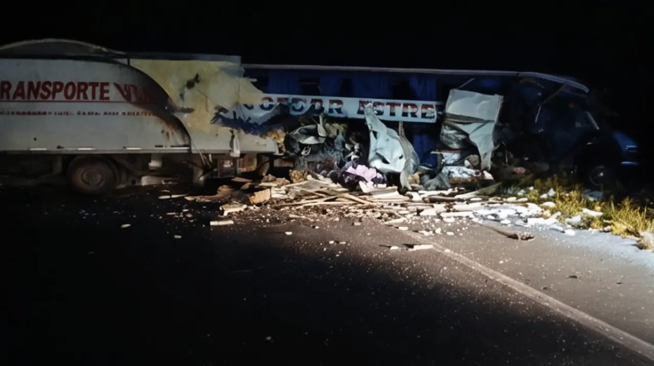 Un grave accidente de tráfico ocurrió en la ruta 3, donde un vehículo pesado chocó con un microbús, dejando como consecuencia cuatro personas fallecidas.. Foto: Redacción InfoArticulos