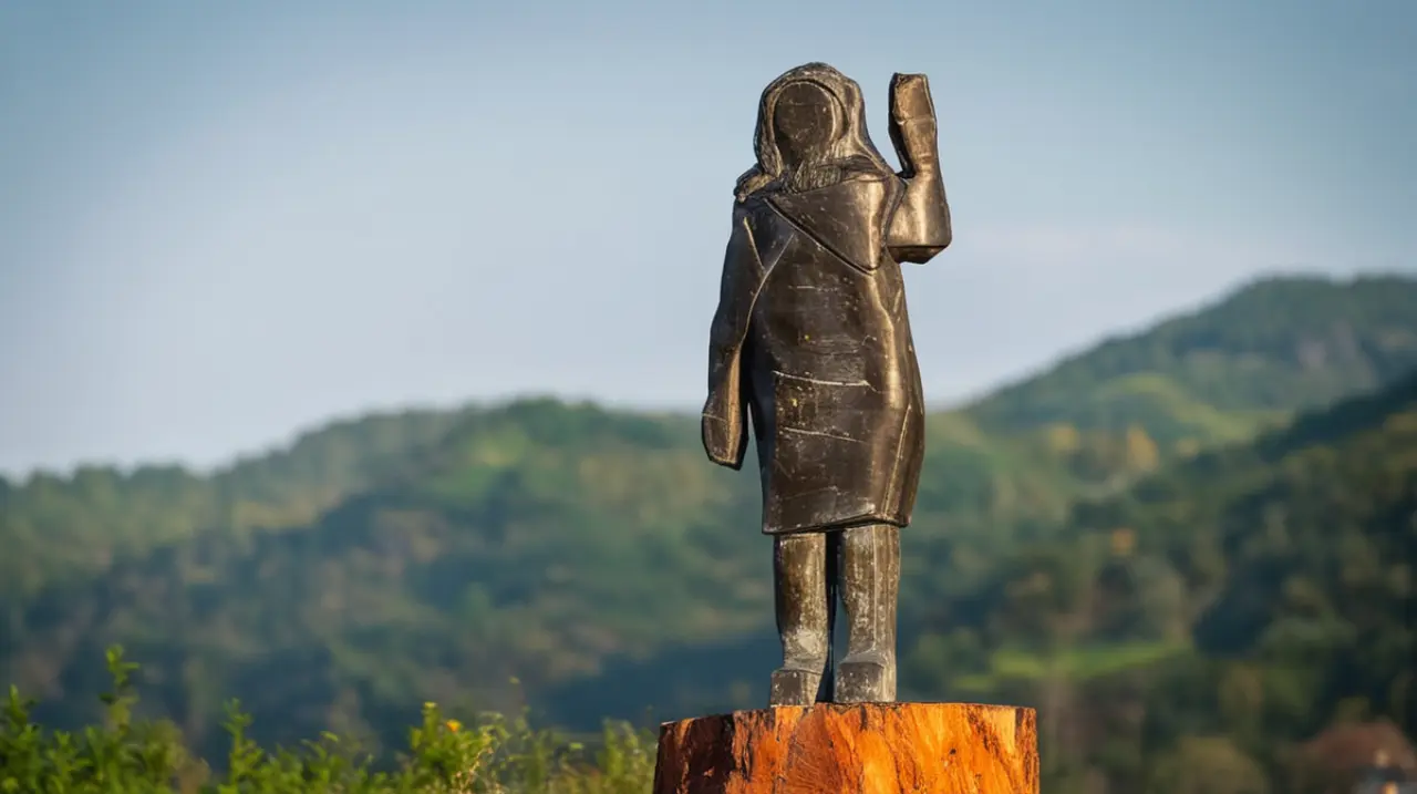 La estatua de Melania Trump en su lugar de origen sigue siendo objeto de un misterioso incidente: después de ser atacada con fuego, ahora ha sido objeto de un robo.. Foto: Redacción InfoArticulos