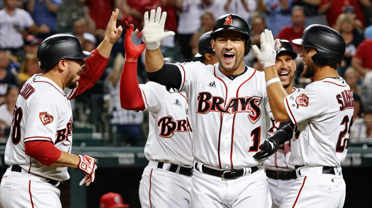 Los bravos lograron un emocionante triunfo, superando los cuatro home runs de Suárez y remontando la ventaja para ganar con una puntuación de 8-7 en diez entradas contra los D-backs.. Foto: Redacción 