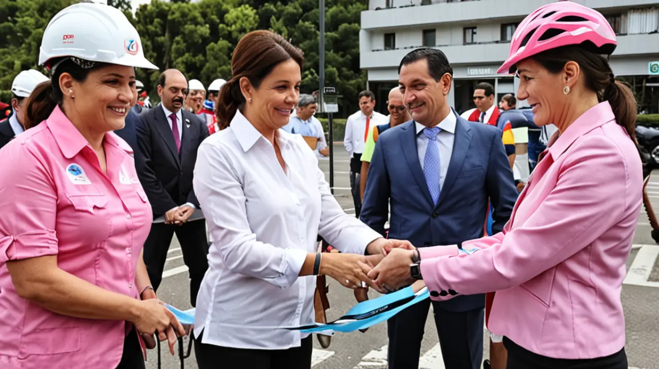 La presidenta regional aprovecha la oportunidad del Giro para destacar su trabajo en la región.. Foto: Redacción InfoArticulos