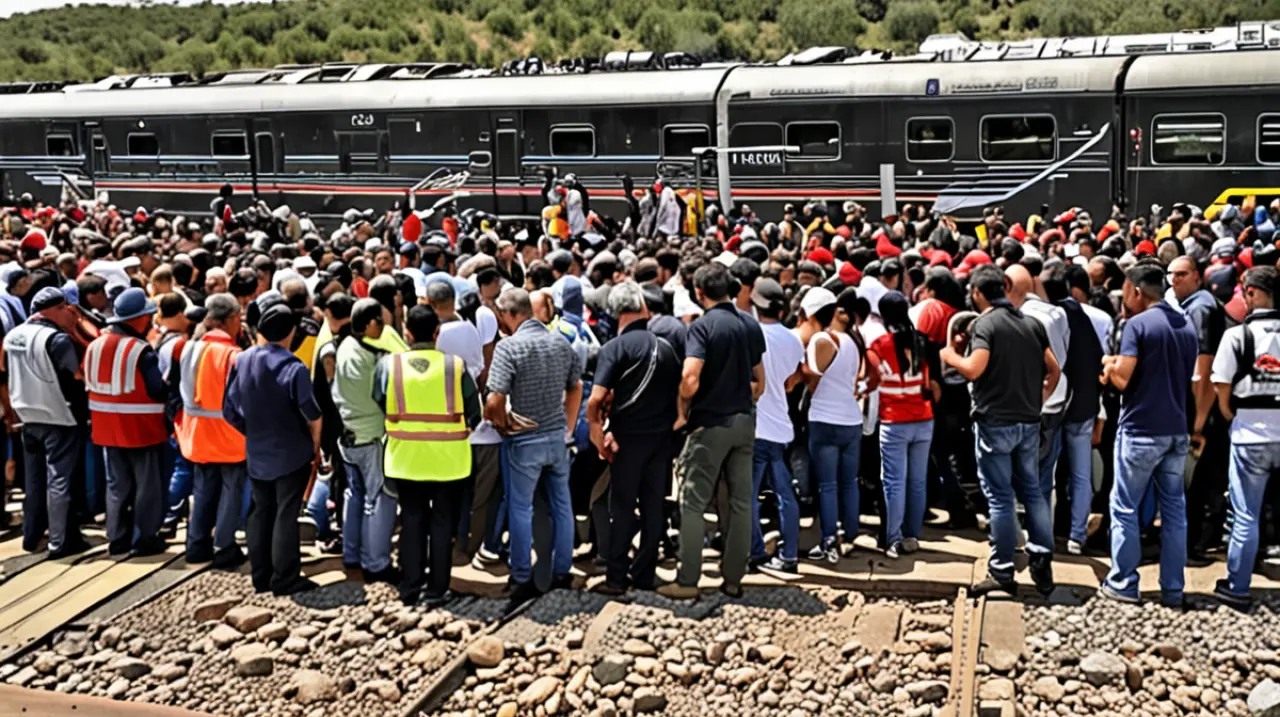 Vecinos en Campana bloquean el paso del tren que transportaba ayuda humanitaria, acusando a la municipalidad de mantenerse con los fondos recaudados para ayudar a necesitados.. Foto: Redacción InfoArt