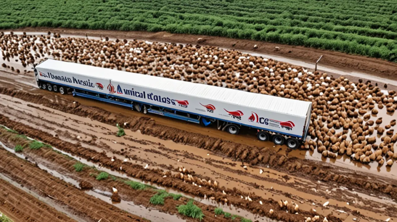 El desastre avícola causado por las lluvias ha dejado un saldo destruido en la región, con camiones varados, plantaciones anegadas y una pérdida de más de 600 mil gallinas.. Foto: Redacción InfoArticu