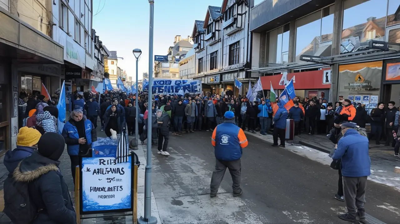 Los trabajadores de la provincia de Tierra del Fuego se han parado en protesta y están realizando una marcha para manifestar su oposición a las medidas arancelarias implementadas por el gobierno nac
