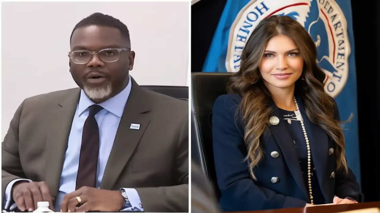 Brandon Johnson se enfrenta a Kristi Noem en un nuevo desafío: la ciudad de Chicago impugna el recorte de presupuesto del Departamento de Seguridad Nacional. Foto: Redacción InfoArticulos
