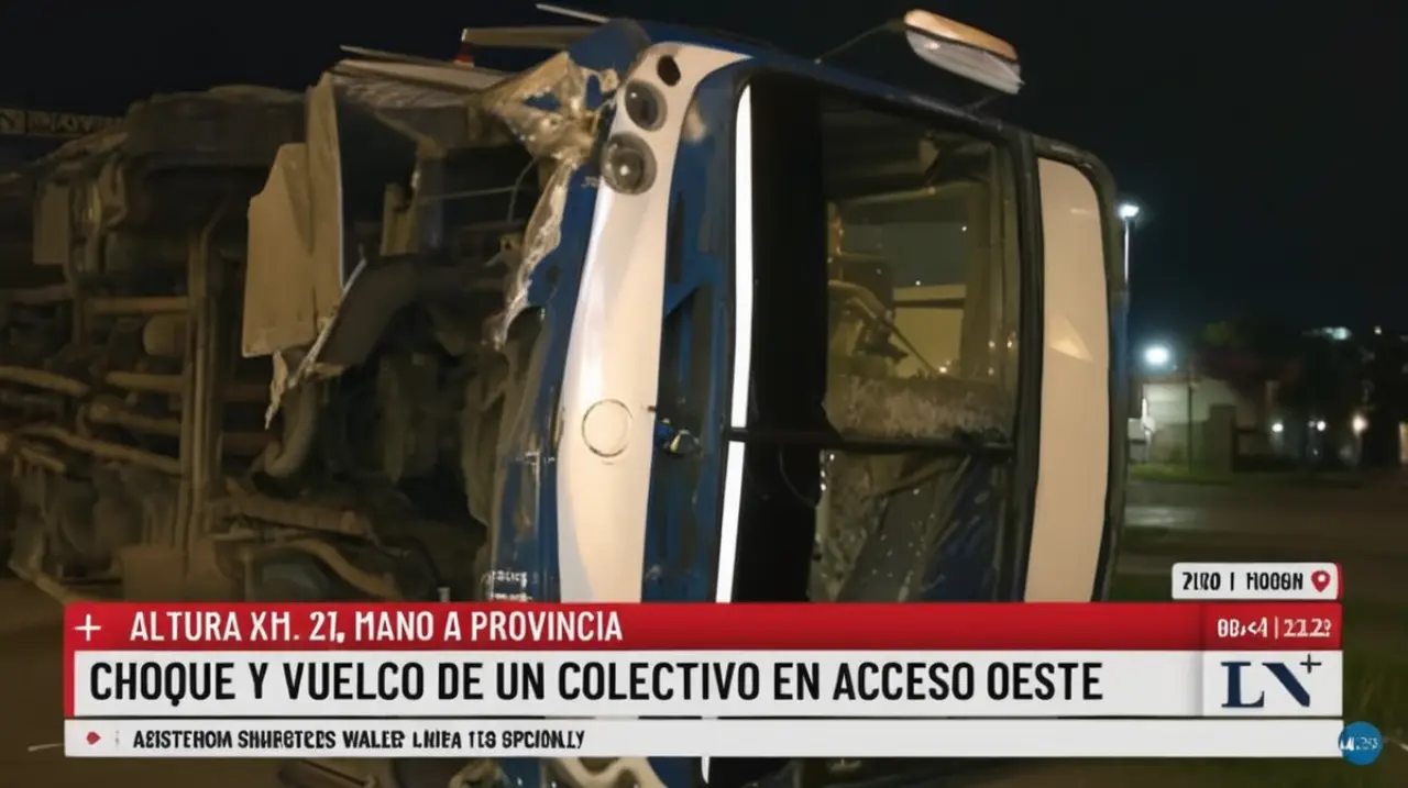Un incidente grave ocurrió en Morón cuando un micro fue embestido por un camión, lo que provocó un choque y el vuelco del vehículo.. Foto: Redacción InfoArticulos
