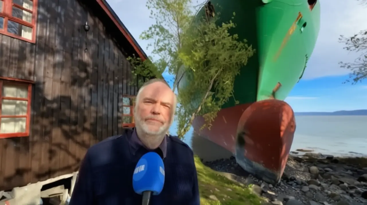 Un hombre sorprendente descubrió un gran barco mercante en el jardín de su hogar.. Foto: Redacción InfoArticulos